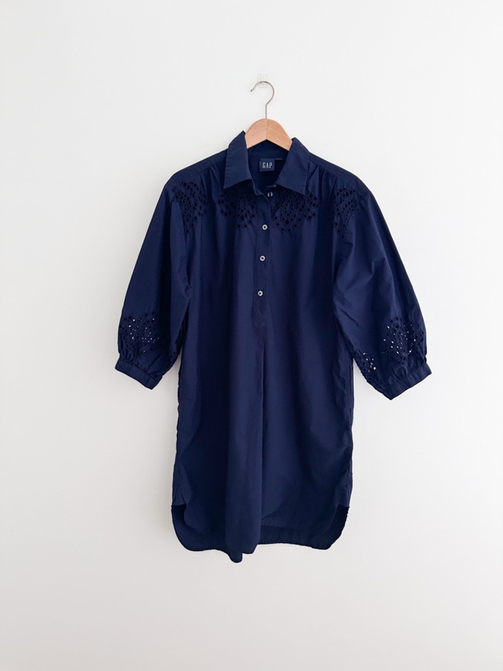 Gap Navy Popover Tunic Dress | Eyelet Details | Feminine Coastal | Size Small